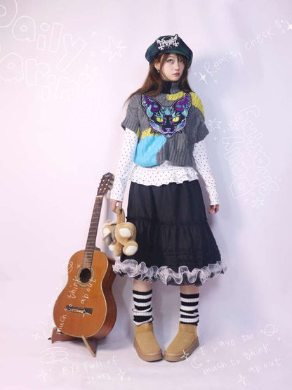 Patchwork A-Line Lace Long Skirt【s0000014625】