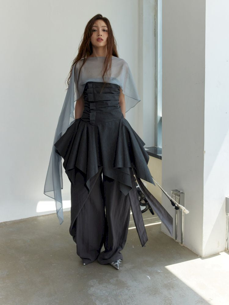 Pleated Irregular Hem Sheath Tank Top【s0000013220】