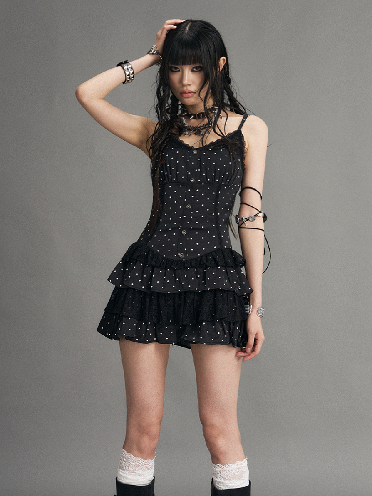 Vintage Lace Polka Dot Cake Dress【s0000017530】
