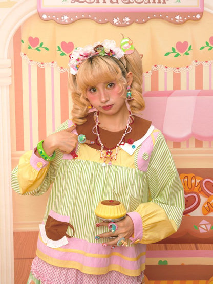 Asymmetric Neck Cute Doll Shirt【s0000013349】