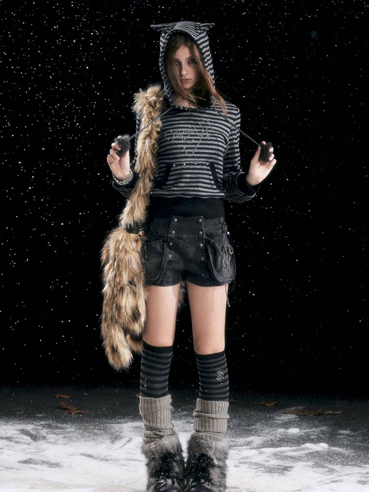 Vintage-Washed Slightly Stretch Denim Shorts【s0000014427】