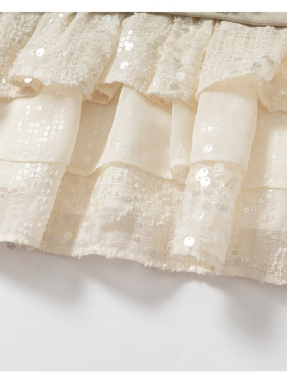 Brushed Sequin Leopard Cake Skirt【s0000017981】