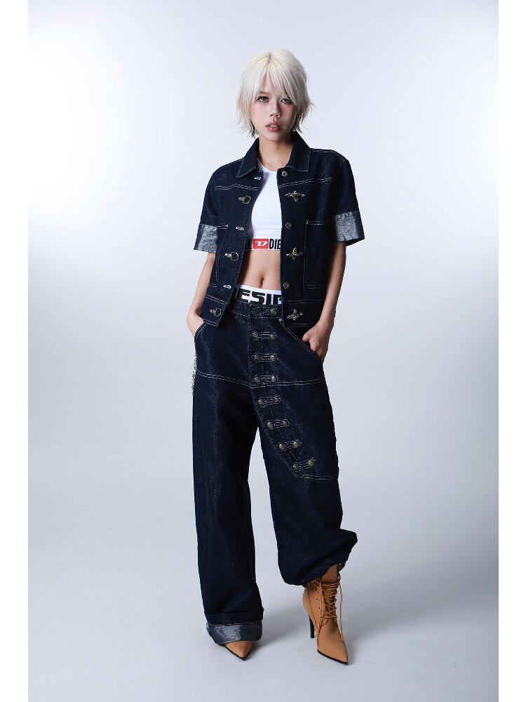 Silver Filigree Topstitch Jeans【s0000016295】