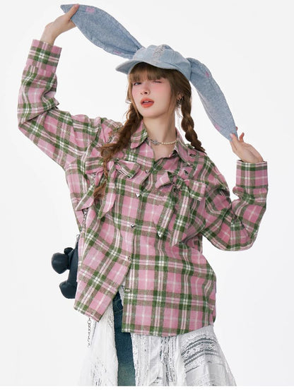 Loose Plaid Shirt Jacket【s0000012218】
