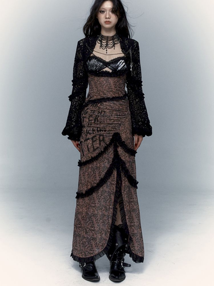 Lantern Sleeve Shoulder Lace Ultra Short Blouse【s0000009003】