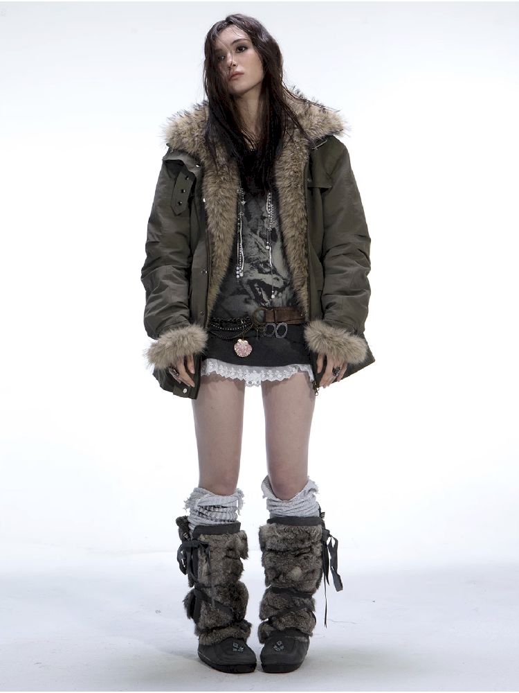 Fur Collar Mid-length Parka【s0000011266】