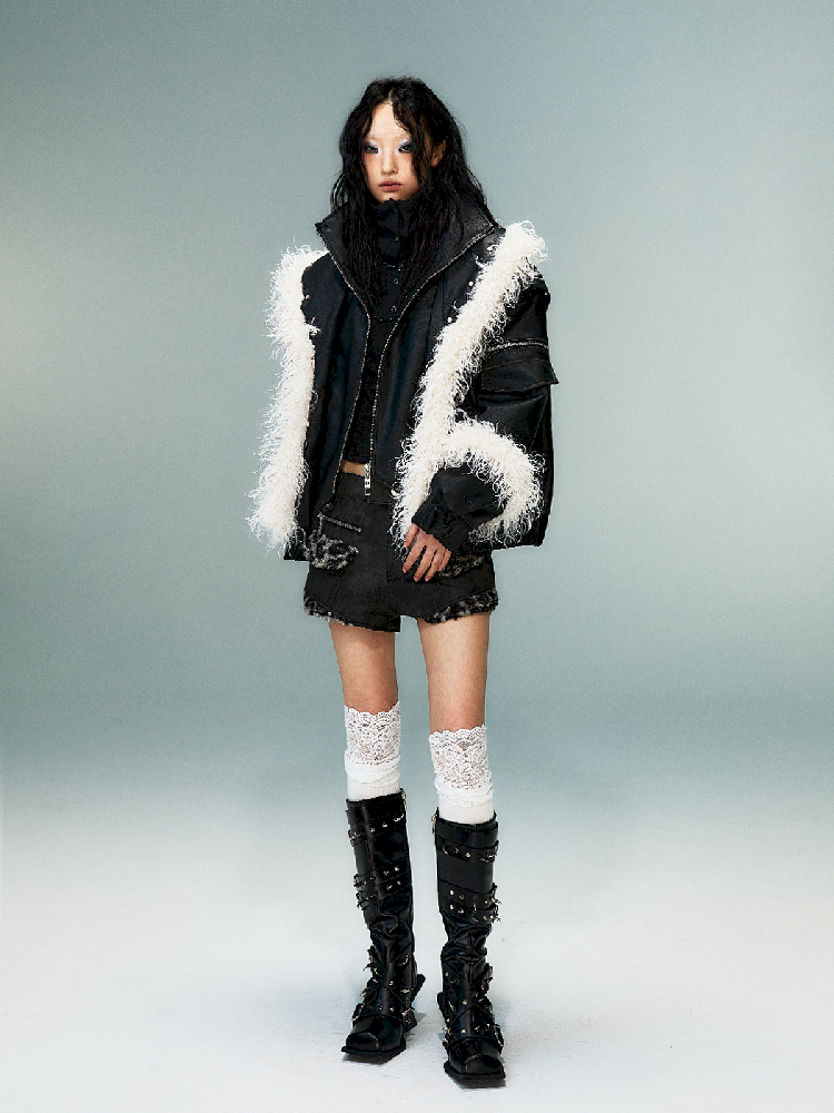 Fake Two Piece Leather Cotton Jacket【s0000011481】