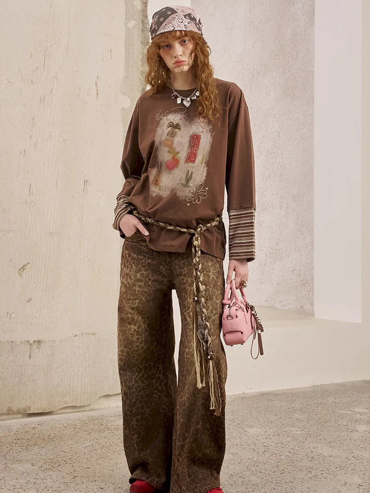 Patchwork Oversized Long-Sleeve T-Shirt【s0000014044】