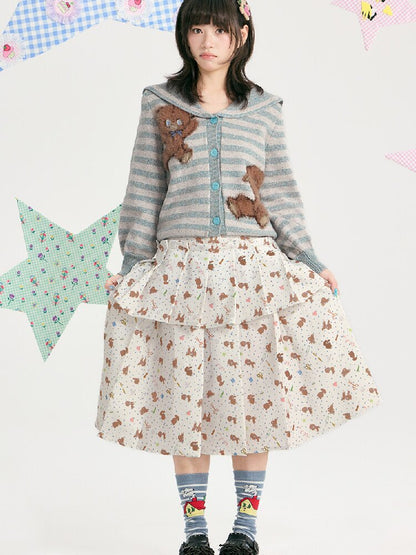 Bear Floral Pleated Short Skirt【s0000018723】