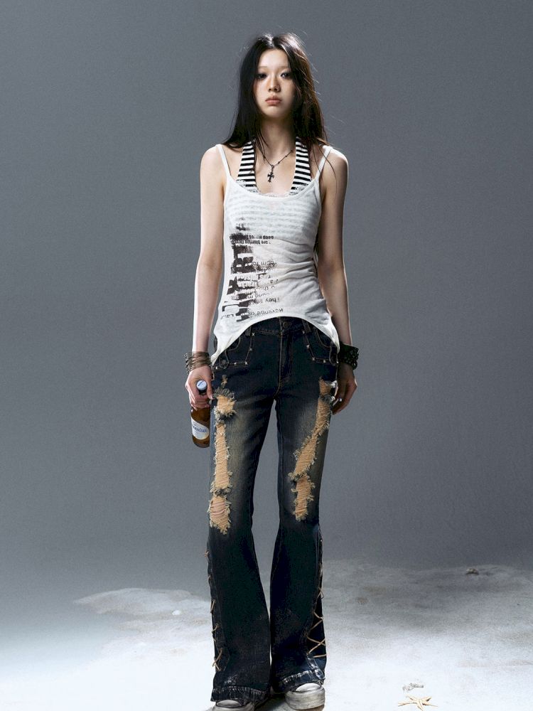 Overlay neck camisole undershirt【s0000012643】