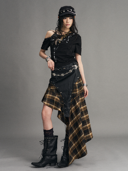 Punk Retro Strappy Plaid Skirt【s0000017534】