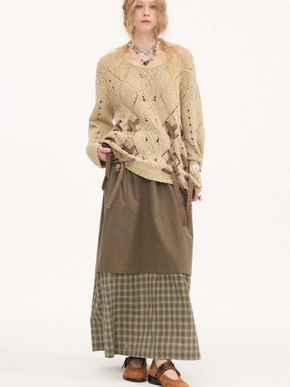 Strappy Rhombus Openwork Sweater【s0000015407】