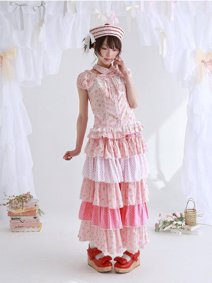 Pink Polka Dot Cake Skirt Pants【s0000016553】