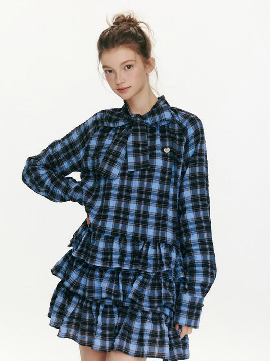 Twilight Rose Blue Plaid Dress【s0000015670】
