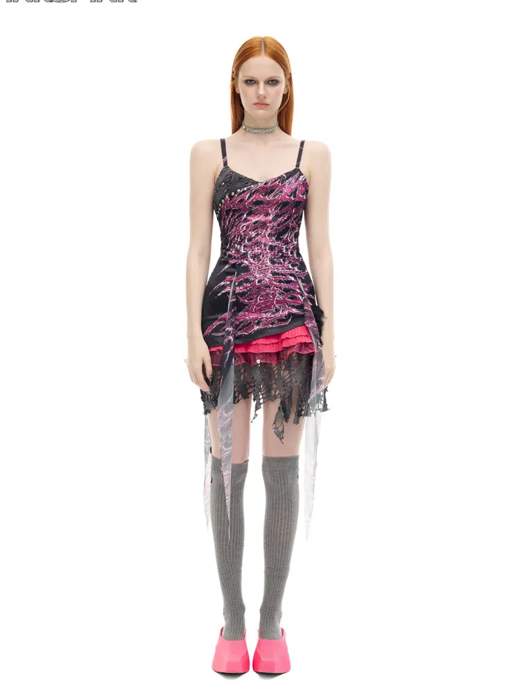 Punk-Chic Rock Y3K Digital Dress【s0000014007】