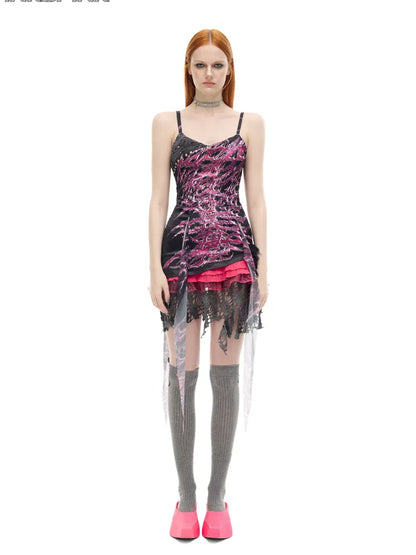Punk-Chic Rock Y3K Digital Dress【s0000014007】