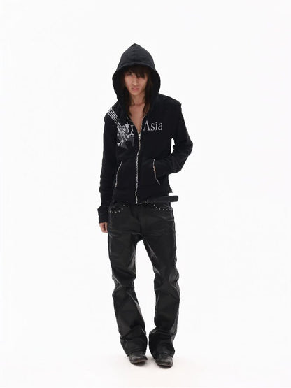Silver Foil Dark Metallic Zip Hoodie【s0000018363】