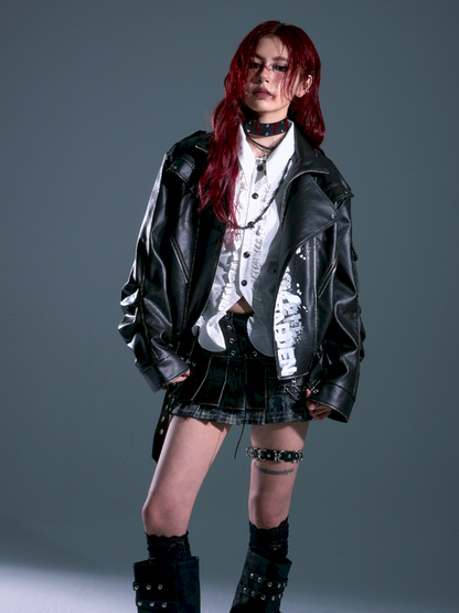 Distressed Print Oversized Wrap Coat【s0000013910】