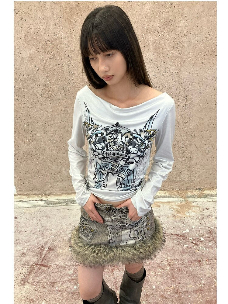 Snow Leopard Corduroy Short Skirt【s0000018068】