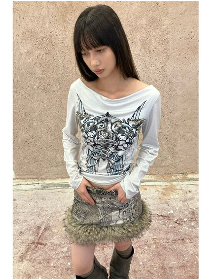 Snow Leopard Corduroy Short Skirt【s0000018068】