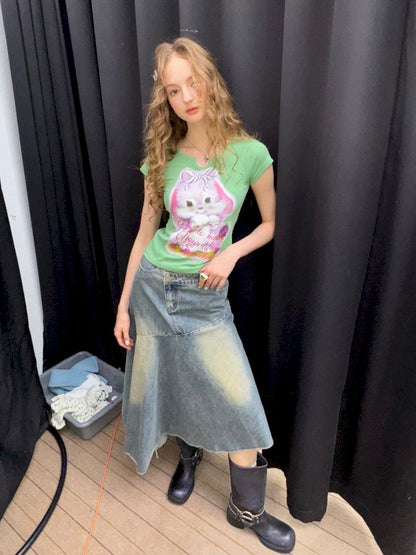 Small u neck short sleeve t-shirt【s0000013379】