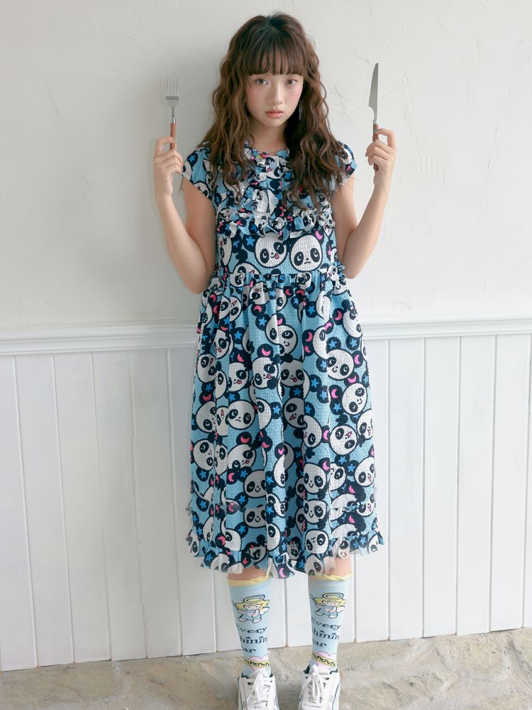 Blue panda pattern dress【s0000012757】