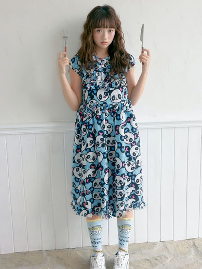 Blue panda pattern dress【s0000012757】