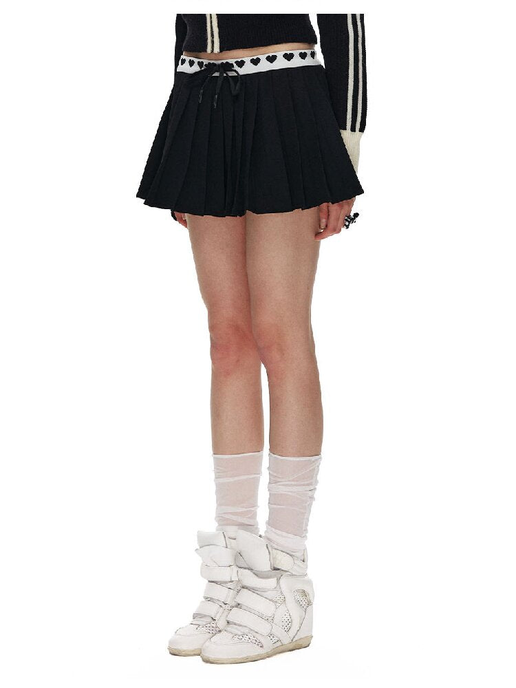 Love Waist Pleated A-Line Skirt【s0000015855】