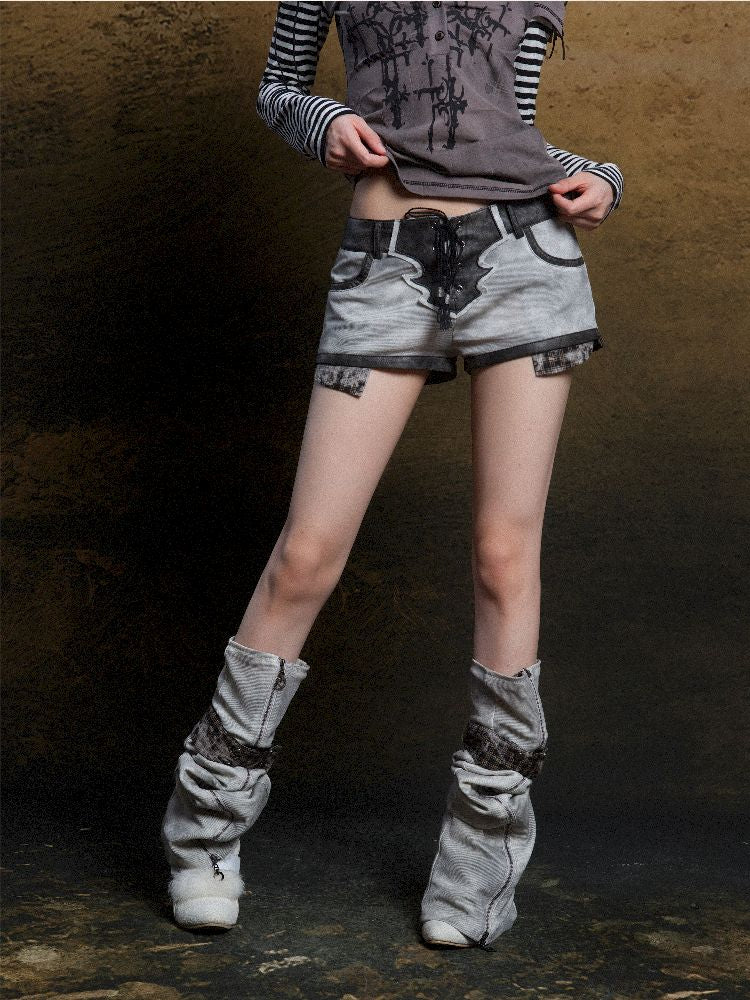 낮은 허리 반바지 2 개 레깅스 [S000011805]