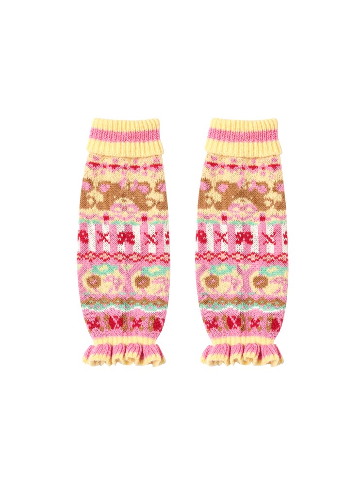 Yellow Pink Wool Lace Leg Cover【s0000015577】