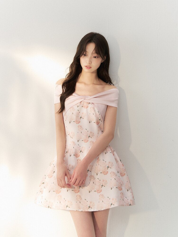 Satin Rose Oil Painting Puffy Dress【s0000016879】