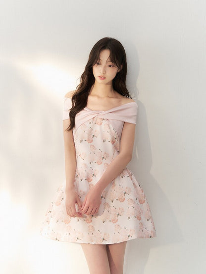 Satin Rose Oil Painting Puffy Dress【s0000016879】