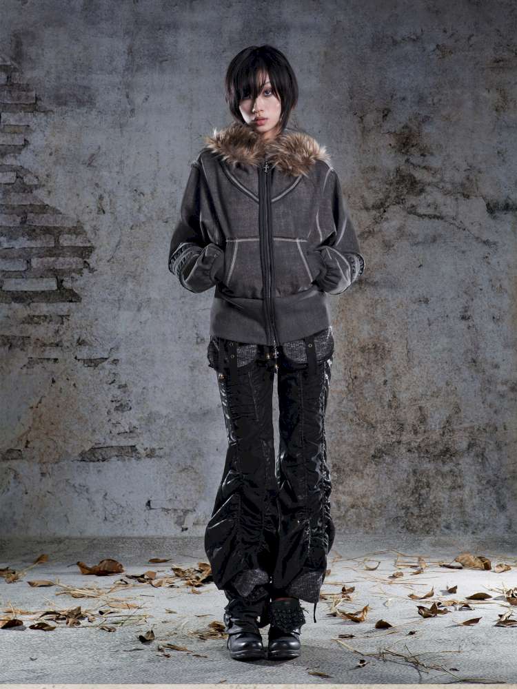 Lantern Sleeve Hooded Sweatshirt Jacket【s0000014493】