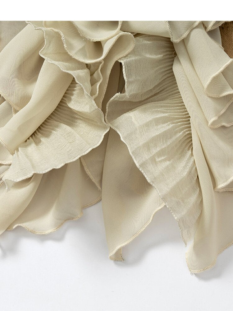 Ruffled Chiffon Flared Cardigan【s0000015548】