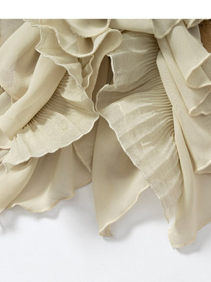 Ruffled Chiffon Flared Cardigan【s0000015548】