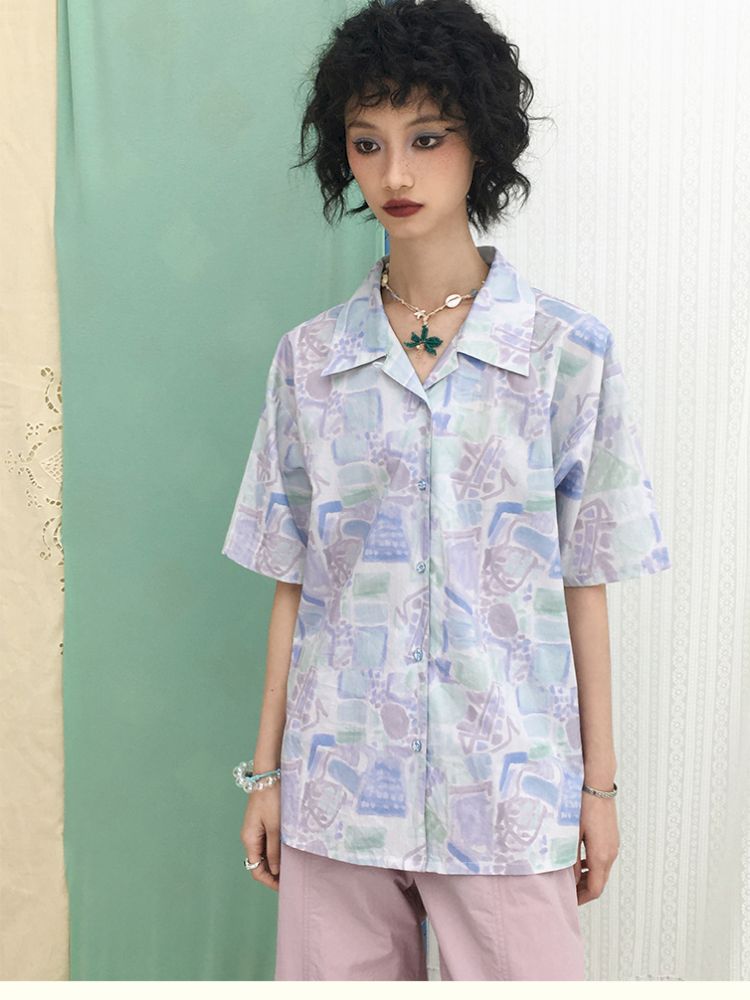 Full-print short-sleeved shirt【s0000012950】
