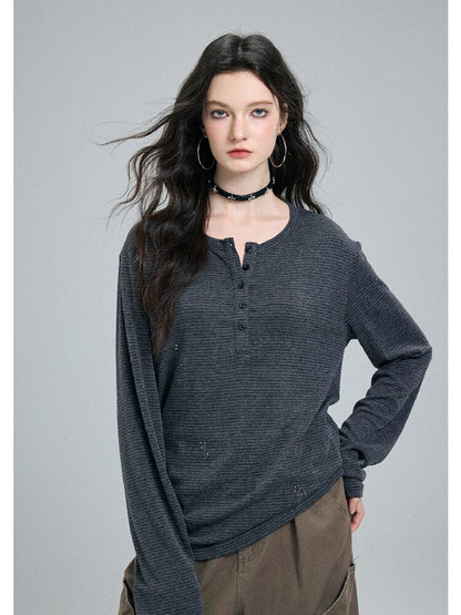 Faded Striped Hot Diamond Knit Top【s0000016260】