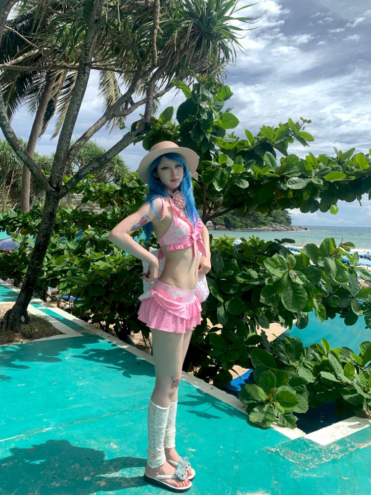 Fuchsia Flower Split Swimsuit【s0000012660】