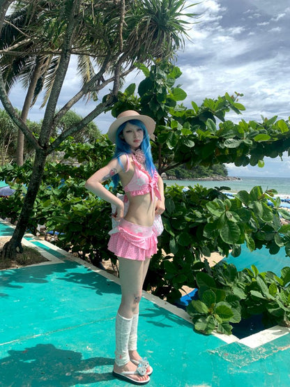 Fuchsia Flower Split Swimsuit【s0000012660】