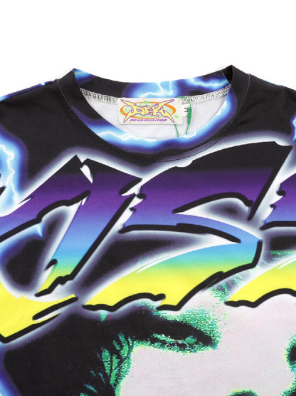 Dark Rock Lightning Print T-shirt【s0000015891】