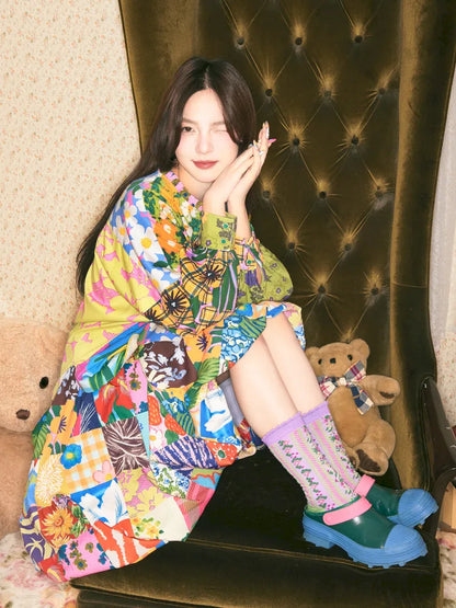 Patchwork Floral Print Skirt【s0000014148】