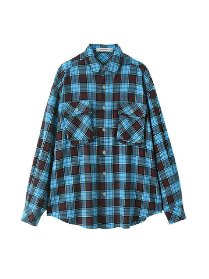 PLAID LARGE POCKETS LOOSE SHIRT [S0000010630]