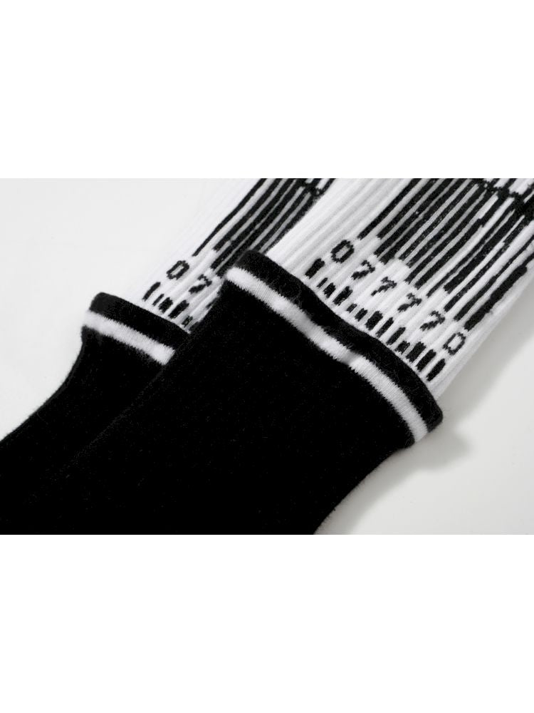 Barcode knitted anti-pilling patchwork design sports socks【s0000009565】