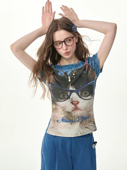 Top Student Cat Childlike T Shirt【s0000017267】