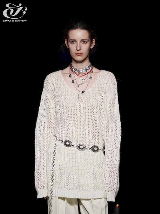 Wool Knit Loose Hollow Twisted Casual Sweater【s0000005503】