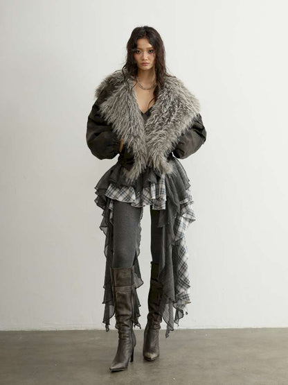 Aviator Hooded Fur Short Jacket【s0000015189】