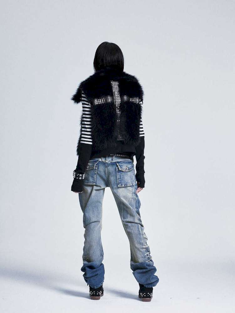 Striped Cross Rivet Stacked Top【s0000015011】