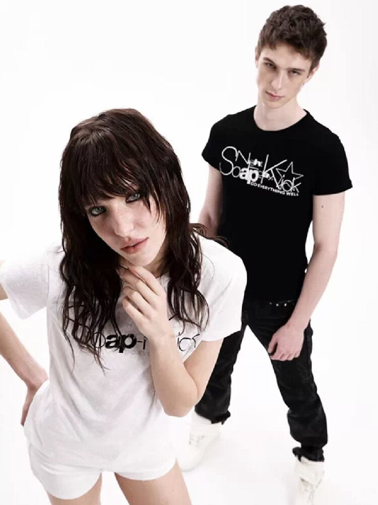 Reflective Silver Printed Slogan Tee【s0000018284】