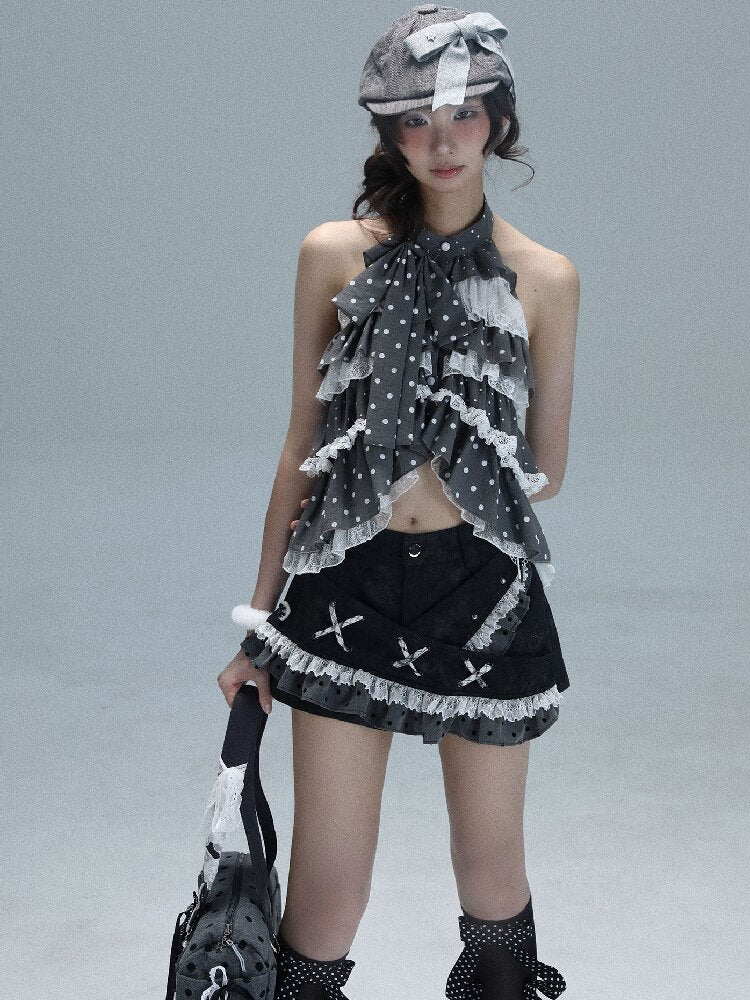 Leather Splicing Polka Dot Skirt【s0000016720】