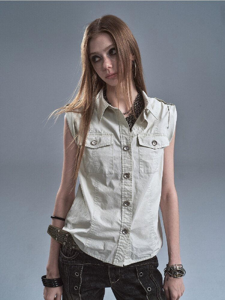 Rivet Metal Buckle Punk Shirt【s0000016640】
